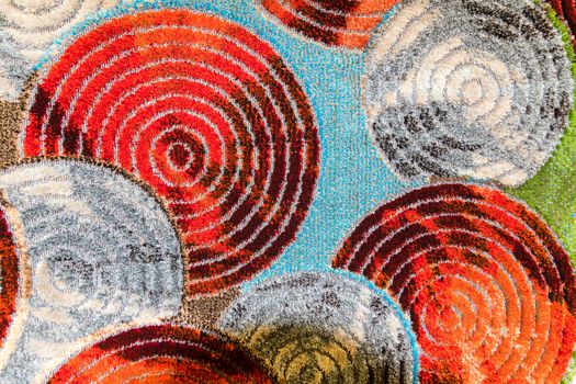 Detail of colored weft of a woolen carpet.