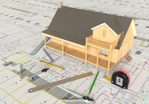 Rendering of the house architectural drawing and layout