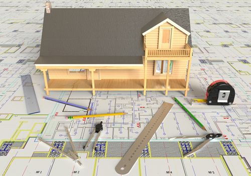 Rendering of the house architectural drawing and layout