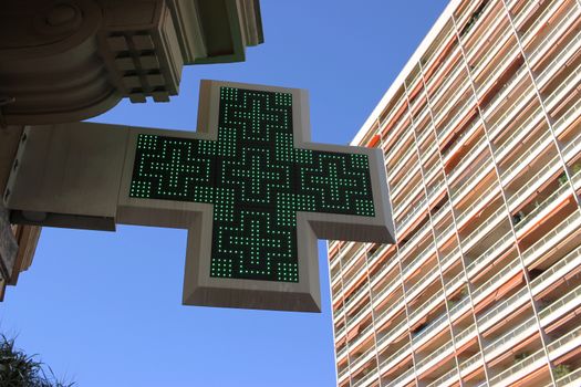 Pharmacy Green Cross Sign or Drug Store Symbol