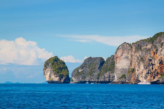 Phuket, Thailand - circa December 2015: Beautiful view of Phi-Phi islands Andaman sea