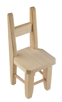 Miniature wooden chair isolated on white background