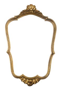 Isolated vintage golden wood frame with ornaments.
