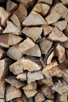 Pile of chopped fire wood  for winter