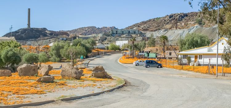 NABABEEP, SOUTH AFRICA - September 6, 2007: The copper mine and mine museum during Spring in Nababeep, a small mining town in the Northern Cape Namaqualand. Mining began in the 1850s