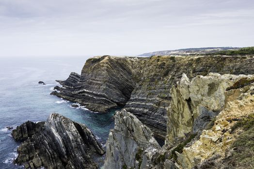 blue water near the rocks of the west coast of Portugal