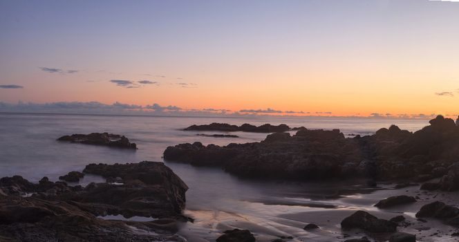 Crescent Bay beach panoramic view of the ocean at sunset in Laguna Beach, California, United States in summer