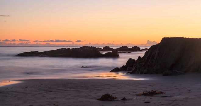 Crescent Bay beach panoramic view of the ocean at sunset in Laguna Beach, California, United States in summer