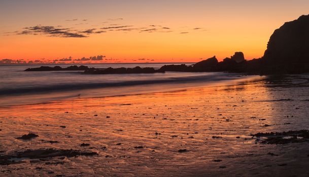 Crescent Bay beach panoramic view of the ocean at sunset in Laguna Beach, California, United States in summer