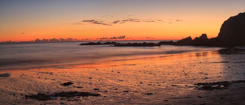 Crescent Bay beach panoramic view of the ocean at sunset in Laguna Beach, California, United States in summer