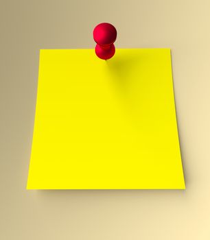Yellow paper sticker label with red pin