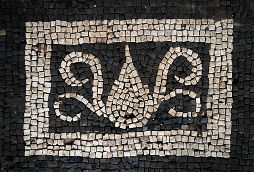 Risan, Montenegro ,March 12. 2016. octopus, Roman floor mosaic from II Century B.C.