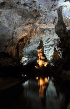 Phong Nha, Ke Bang cave, an amazing, wonderful cavern at Bo Trach, Quang Binh, Vietnam, is world heritage of Viet Nam,  impression formation, abstract shape from stalactite, wonderful place for travel