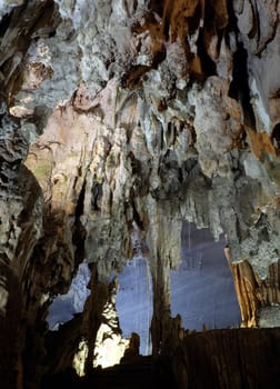 Phong Nha, Ke Bang cave, an amazing, wonderful cavern at Bo Trach, Quang Binh, Vietnam, is world heritage of Viet Nam,  impression formation, abstract shape from stalactite, wonderful place for travel