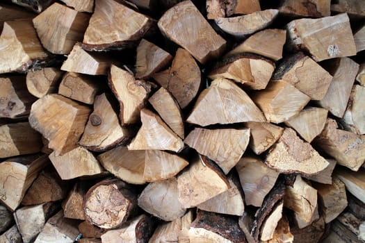 Pile of chopped fire wood  for winter