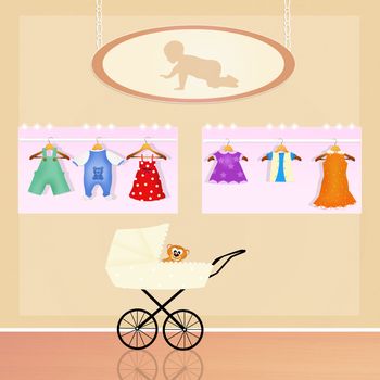 illustration of shop for baby clothes