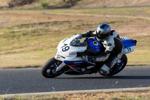 BROADFORD, VICTORIA/AUSTRALIA - MARCH 13: A mix of road and race bikes tussle against each other at The Broadford Motorcycle Complex.