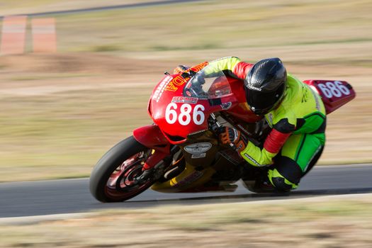 BROADFORD, VICTORIA/AUSTRALIA - MARCH 13: A mix of road and race bikes tussle against each other at The Broadford Motorcycle Complex.