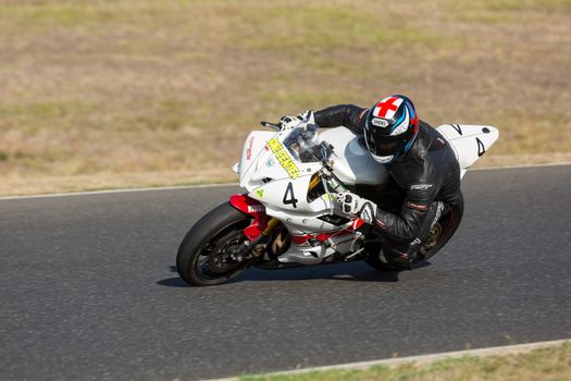 BROADFORD, VICTORIA/AUSTRALIA - MARCH 13: A mix of road and race bikes tussle against each other at The Broadford Motorcycle Complex.