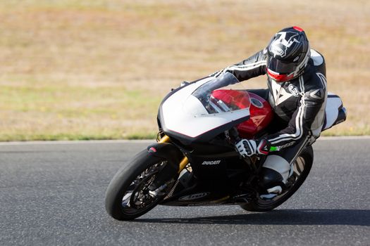 BROADFORD, VICTORIA/AUSTRALIA - MARCH 13: A mix of road and race bikes tussle against each other at The Broadford Motorcycle Complex.