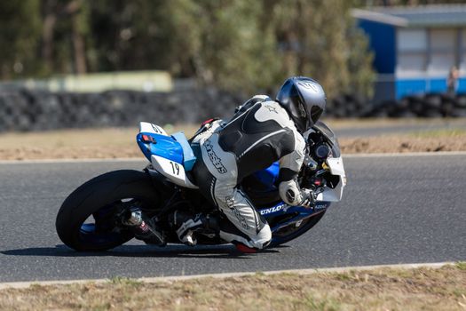 BROADFORD, VICTORIA/AUSTRALIA - MARCH 13: A mix of road and race bikes tussle against each other at The Broadford Motorcycle Complex.