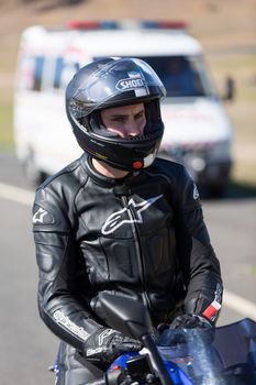 BROADFORD, VICTORIA/AUSTRALIA - MARCH 13: A mix of road and race bikes tussle against each other at The Broadford Motorcycle Complex.