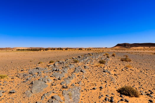 stones in the Sahara desert, Morocco landscape