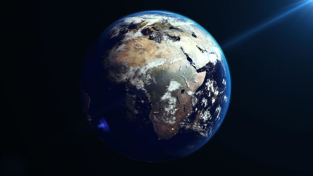 Earth Rotation in Space. Africa continent. Nasa maps.