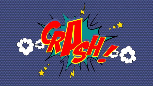 CRASH! Comic Book Bubble Text in Pop-Art Retro Style