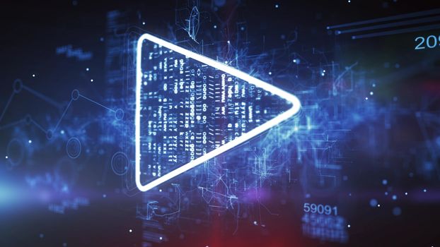 Play button icon on a Modern  Cyber Background