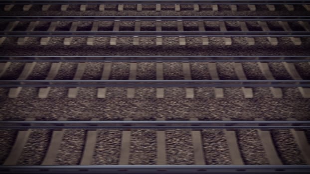 3D Railways in motion blur. Outdoor landscape.