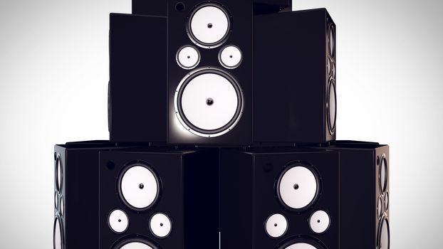 3D render of Thumping Bass Speakers. Concept.