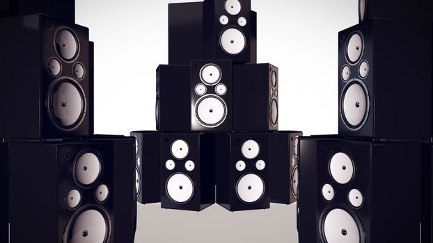 3D render of Thumping Bass Speakers. Concept.