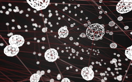 Abstract polygonal space low poly dark background with connecting dots and lines. Connection structure.