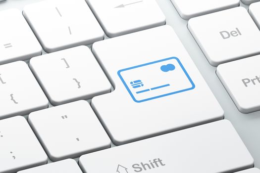 Banking concept: Enter button with Credit Card on computer keyboard background, 3d render