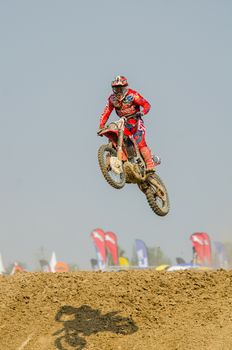 SUPHANBURI - MARCH 06 : Jorge Zaragoza #101 with Honda Motorcycle in competes during the FIM MXGP Motocross Wolrd Championship Grand Prix of Thailand 2016 on March 06, 2016 in Suphanburi, Thailand.