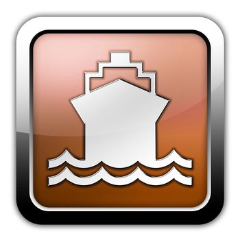 Icon, Button, Pictogram with Ship, Water Transportation symbol