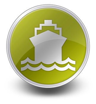 Icon, Button, Pictogram with Ship, Water Transportation symbol