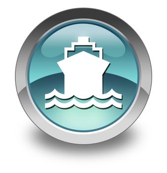 Icon, Button, Pictogram with Ship, Water Transportation symbol