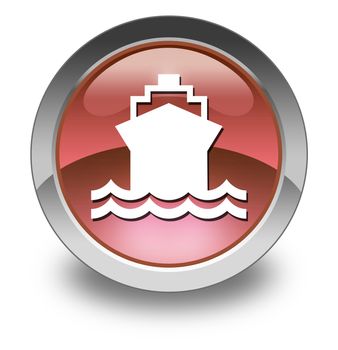 Icon, Button, Pictogram with Ship, Water Transportation symbol