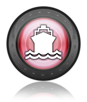 Icon, Button, Pictogram with Ship, Water Transportation symbol