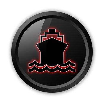 Icon, Button, Pictogram with Ship, Water Transportation symbol