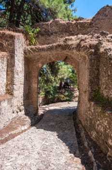 Paved path to the Venetian Bohali Castle in Zakynthos city, Greece