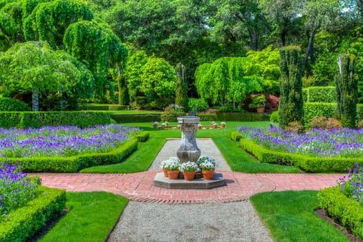 Formal Garden Path With Vibrant Green Foliage