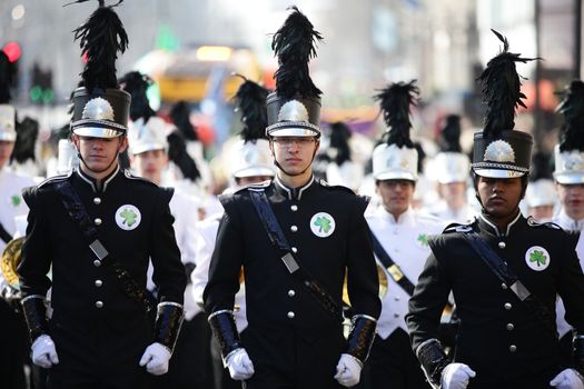 UNITED KINGDOM, London: Participants are pictured during St Patrick's Day parade near Trafalgar Square in London on March 13, 2016.