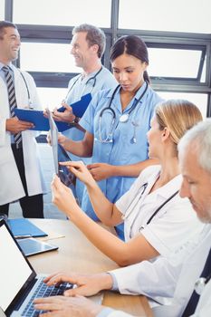 Medical team interacting at a meeting in conference room