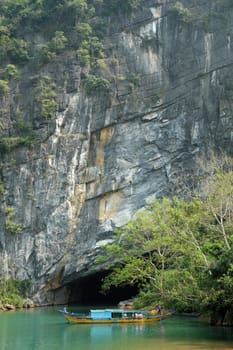 QUANG BINH, VIET NAM- FEB 22: Phong Nha, Ke Bang cave, an amazing, wonderful cavern at Bo Trach, Vietnam, is world heritage of Viet Nam, traveller visit by boat on water, Feb 22, 2016