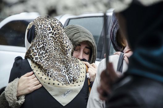 TURKEY, Ankara: Women cry as they wait for the body of their dead relatives on March 14, 2016 at the forensic building in Ankara the day after a suicide car bomb ripped through a busy square in central Ankara killing 37 people and wounding 125, officials said.No one has claimed the attack, the latest in a spate of deadly attacks to hit Turkey. Turkish warplanes on March 14 struck the outlawed Kurdistan Workers' Party (PKK) in the mountainous Kandil and Gara regions in northern Iraq, the army said.