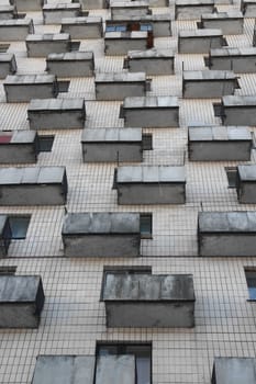 Balconies on the wall building abstract city background