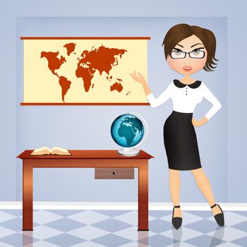 illustration of girl in the travel agency